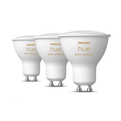 SET 3xLED Dimmbare Glühbirne Philips Hue WHITE AMBIANCE GU10/4,3W/230V 2200-6500