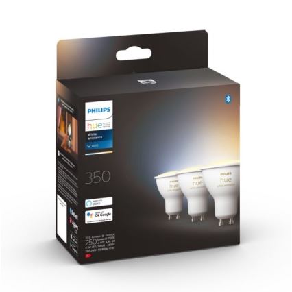 SET 3xLED Dimmbare Glühbirne Philips Hue WHITE AMBIANCE GU10/4,3W/230V 2200-6500