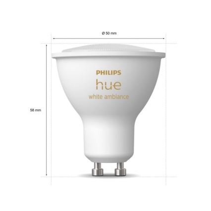 SET 3xLED Dimmbare Glühbirne Philips Hue WHITE AMBIANCE GU10/4,3W/230V 2200-6500