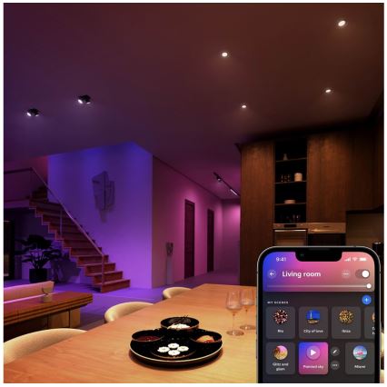 4er-Set dimmbares LED-RGBW-Leuchtmittel Philips Hue WHITE AND COLOR AMBIANCE GU5,3/MR16/6,3W/12V 2000-6500K