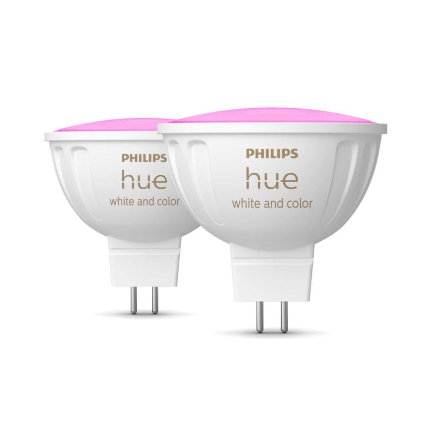 4er-Set dimmbares LED-RGBW-Leuchtmittel Philips Hue WHITE AND COLOR AMBIANCE GU5,3/MR16/6,3W/12V 2000-6500K