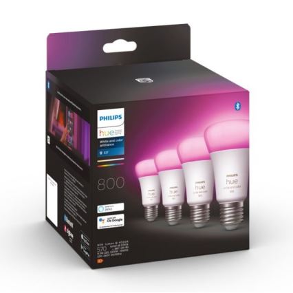 SET 4x LED dimmbare Glühbirne Philips Hue Weiß und Farbe Ambiente E27/6,5W/230V 2000-6500K