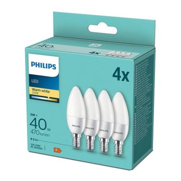 SET 4x LED Glühbirne Philips B35 E14/5W/230V 2700K