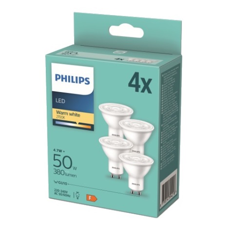 SET 4x LED Glühbirne Philips GU10/4,7W/230V 2700K