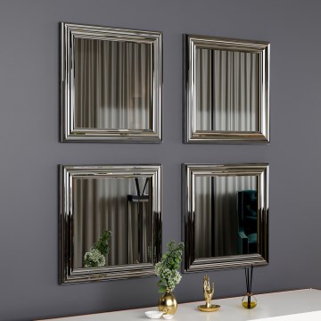 SET 4x Wandspiegel LOZA 40x40 cm silbern