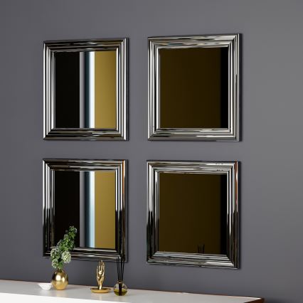 SET 4x Wandspiegel LOZA 40x40 cm silbern