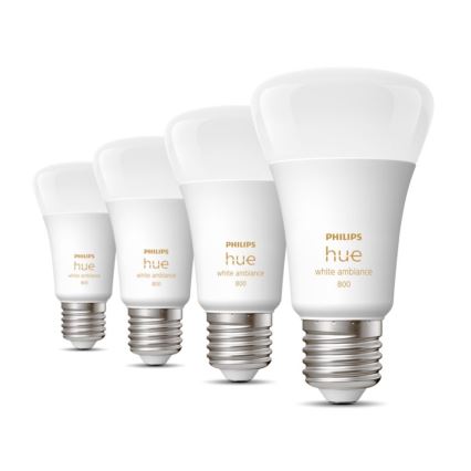 SET 4xLED Dimmbare Glühbirne Philips Hue WHITE AMBIANCE E27/6W/230V 2200-6500K