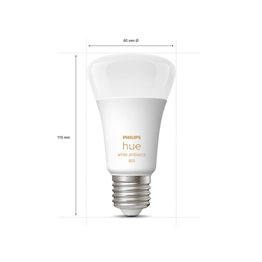 SET 4xLED Dimmbare Glühbirne Philips Hue WHITE AMBIANCE E27/6W/230V 2200-6500K
