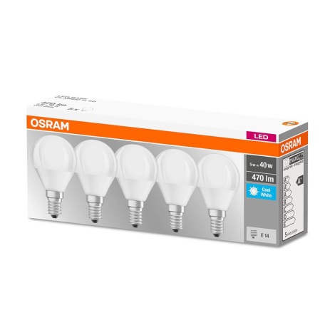 SET 5x LED Glühbirne BASE P40 E14/5W/230V 4000K - Osram