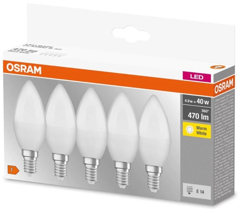 SET 5x LED-Lampe BASE B40 E14/4,9W/230V 2700K - Osram