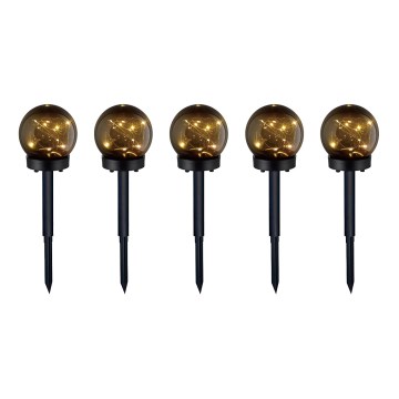 SET 5x LED-Solarleuchte 5xLED/0,12W/1,2V 3000K IP44 schwarz