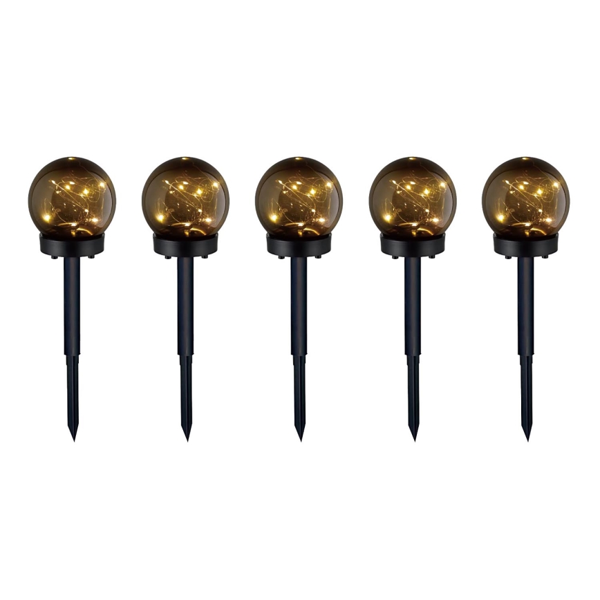SET 5x LED-Solarleuchte 5xLED/0,12W/1,2V 3000K IP44 schwarz