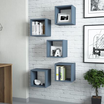 SET 5x Wandregal BOX blau