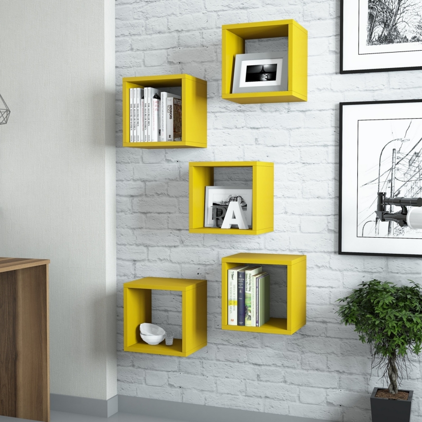 SET 5x Wandregal BOX gelb