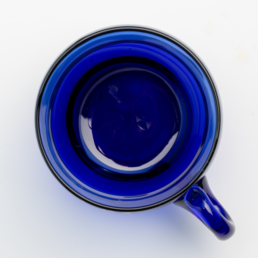 SET 6x Glastasse mit blauem Aufdruck- Blumenmuster Nr. 4