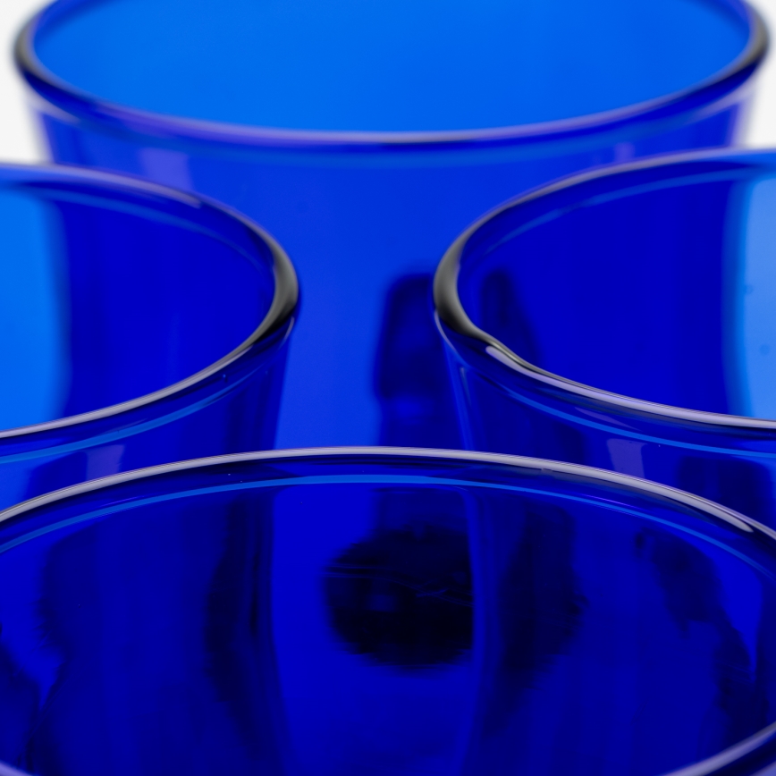 SET 6x Glastasse mit blauem Aufdruck- Blumenmuster Nr. 4