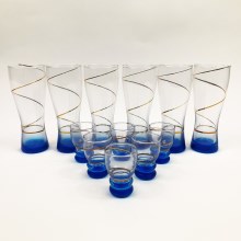 Set 6x größeres Glas und 6x kleineres Glas blau
