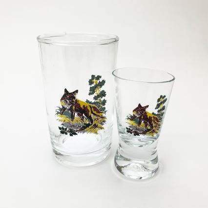 Set 6x Größeres Glas und 6x Kleineres Glas für Shots klar mit Tiermotiven