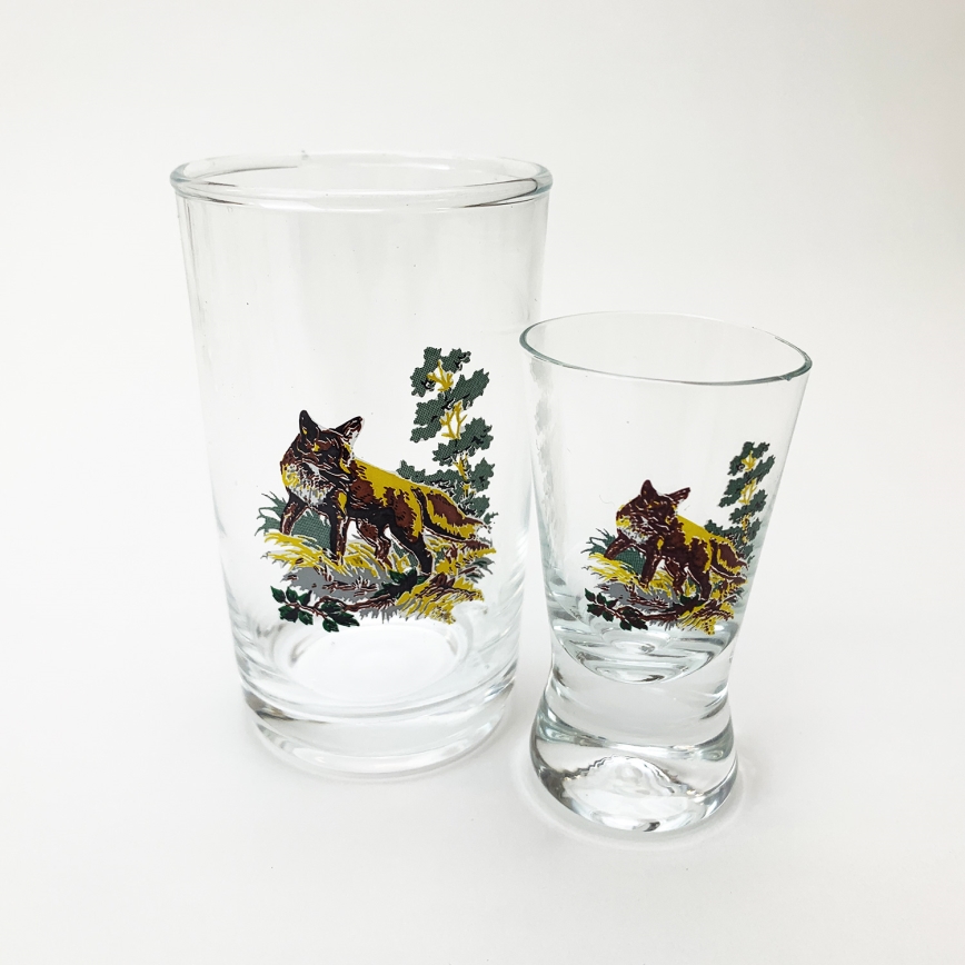 Set 6x Größeres Glas und 6x Kleineres Glas für Shots klar mit Tiermotiven