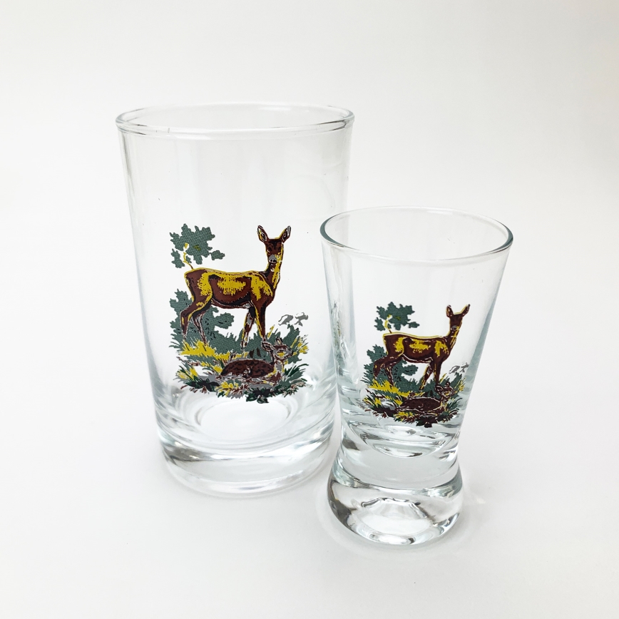 Set 6x Größeres Glas und 6x Kleineres Glas für Shots klar mit Tiermotiven