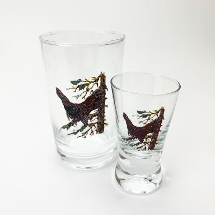 Set 6x Größeres Glas und 6x Kleineres Glas für Shots klar mit Tiermotiven