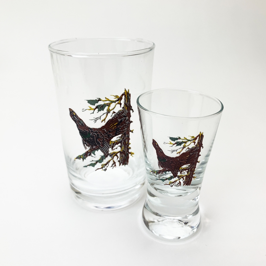 Set 6x Größeres Glas und 6x Kleineres Glas für Shots klar mit Tiermotiven