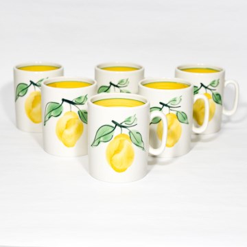 Set 6x Keramiktasse Hubert weiß-gelb