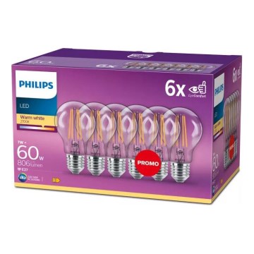 SET 6x LED-Lampe VINTAGE Philips E27/7W/230V 2700K