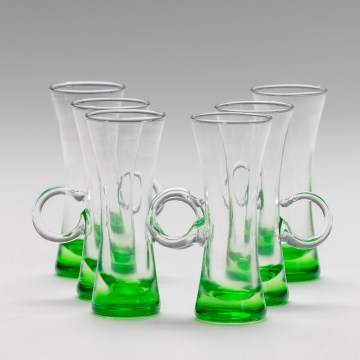 Set 6x Likörglas mit Henkel grün