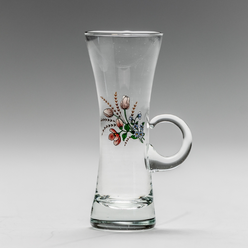 Set 6x Likörglas mit Henkel klar mit Blumenstrauß-Motiv Nr. 3