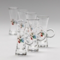 Set 6x Likörglas mit Henkel klar mit Blumenstrauß-Motiv Nr. 5