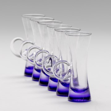 Set 6x Likörglas mit Henkel violett