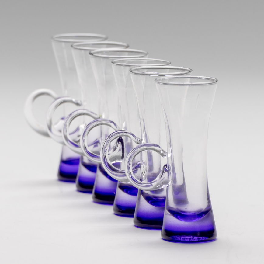 Set 6x Likörglas mit Henkel violett
