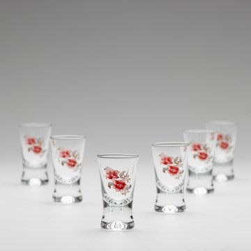 Set 6x Shot-Gläser klar mit Blumenstrauß-Motiv Nr. 2