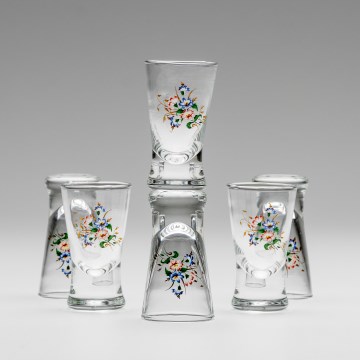 Set 6x Shot-Gläser klar mit Blumenstrauß-Motiv Nr. 3