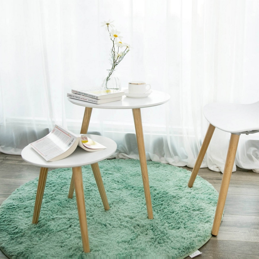 Set aus 2 Beistelltischen SERA, weiß/braun