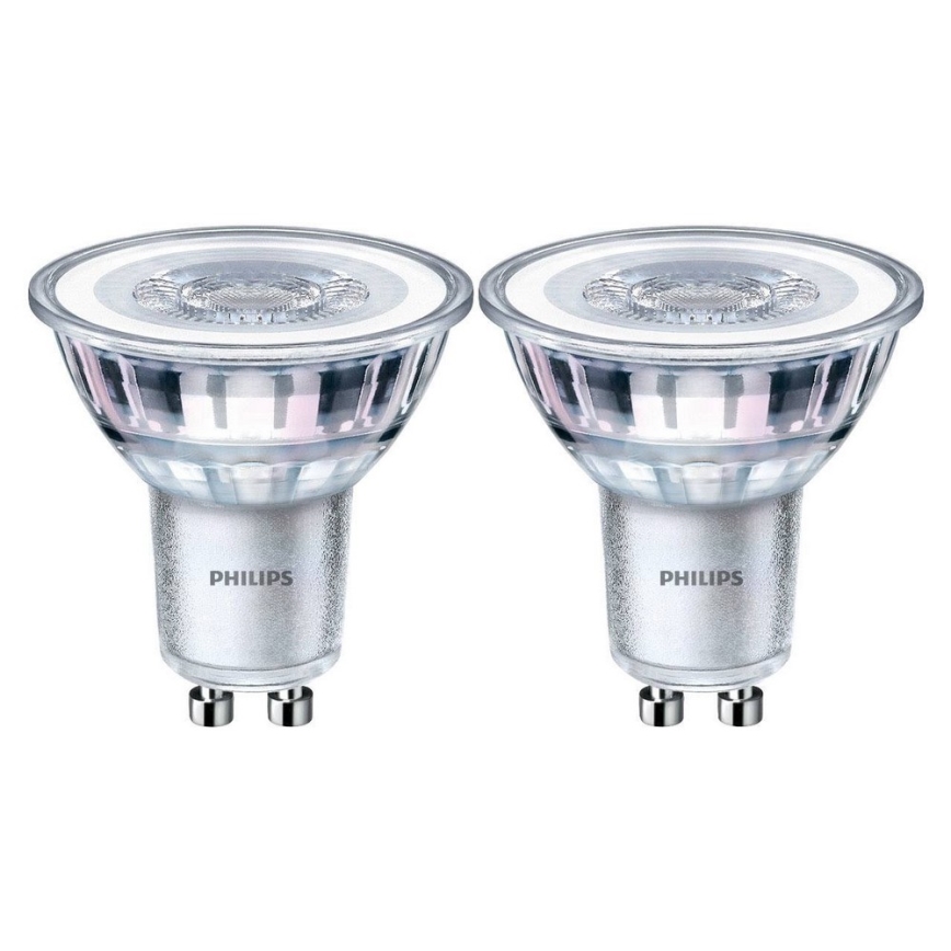 SET aus 2 LED Glühbirnen Philips GU10/4,6W/230V 2700K