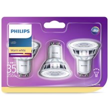 SET aus 3 LED Glühbirnen Philips GU10/3,5W/230V 2700K