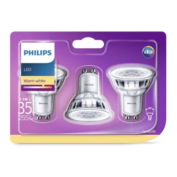 SET aus 3 LED Glühbirnen Philips GU10/3,5W/230V 2700K