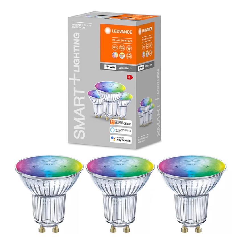 SET aus 3 LED RGBW dimmbare Glühbirnen SMART+ GU10 / 4,9W / 230 V 2700-6500 K - Ledvance