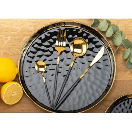 Set aus 4 Edelstahlbesteckteilen LIJO schwarz/gold