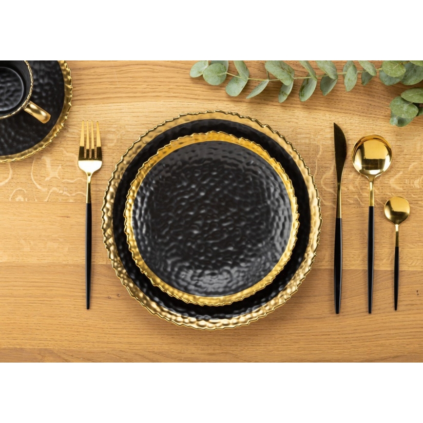 Set aus 4 Edelstahlbesteckteilen LIJO schwarz/gold