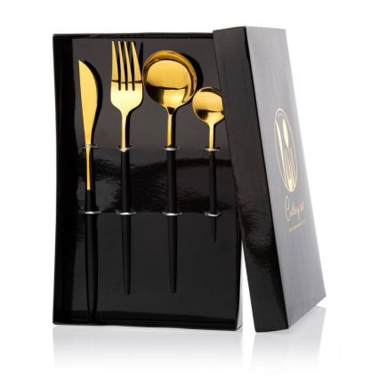 Set aus 4 Edelstahlbesteckteilen LIJO schwarz/gold