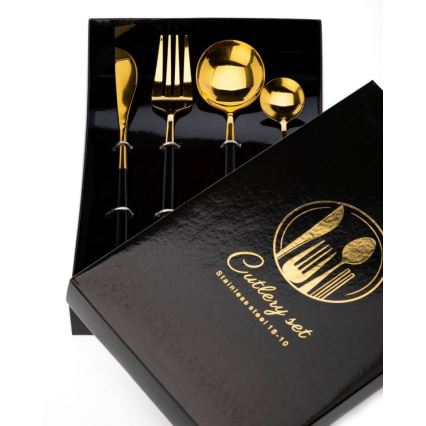 Set aus 4 Edelstahlbesteckteilen LIJO schwarz/gold