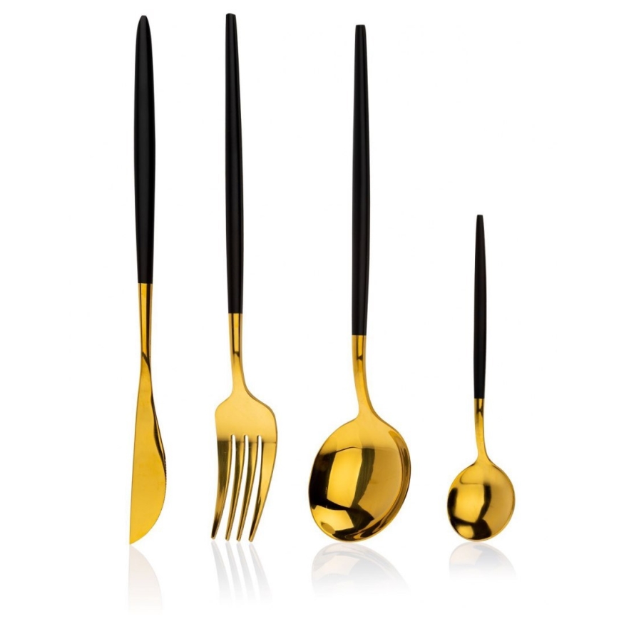 Set aus 4 Edelstahlbesteckteilen LIJO schwarz/gold