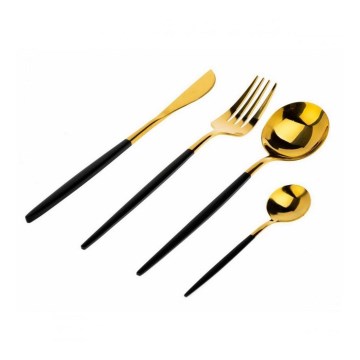 Set aus 4 Edelstahlbesteckteilen LIJO schwarz/gold