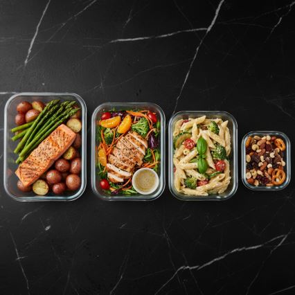 Set aus 4 Vorratsdosen für Lebensmittel, transparent/mintgrün