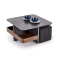 SET Couchtisch KORO 70x70 cm + 2x Hocker schwarz/braun