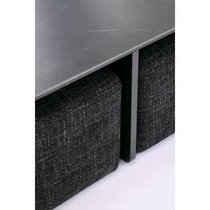 SET Couchtisch KORO 70x70 cm + 2x Hocker schwarz/braun