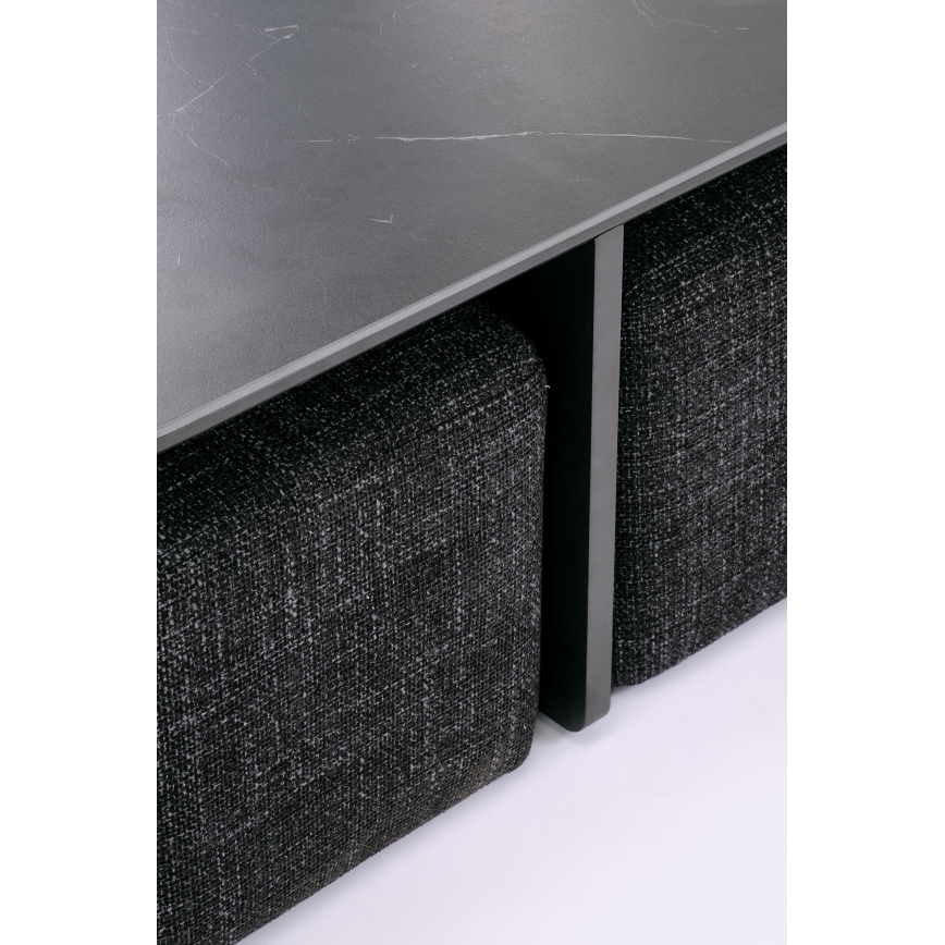 SET Couchtisch KORO 70x70 cm + 2x Hocker schwarz/braun